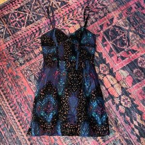Silence + Noise Navy Abstract Leopard Print spaghetti strap dress size M